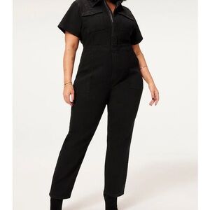 Good American Black Denim Jumpsuit